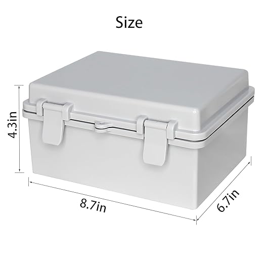 Outdoor Electrical Junction Box Waterproof ABS Plastic Electrical Box with Latch with Mounting Plate Gray Cover 8.6"x6.6"x4.3"