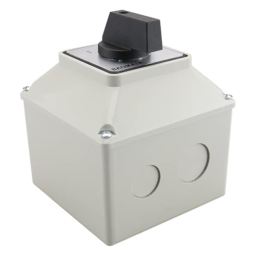Baomain Universal Rotary Changeover Switch LW28-32/D303.3D with Master Switch Exterior Box 660V 32A 12 Terminals 3 Phase