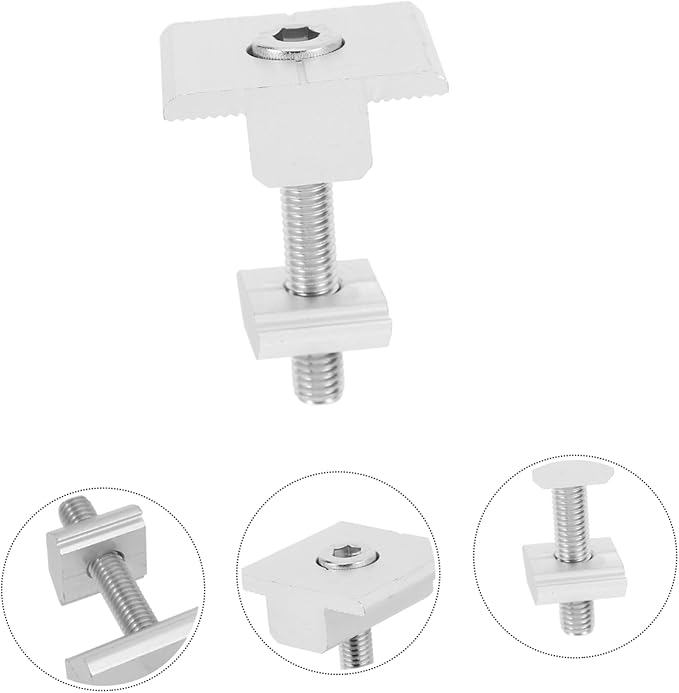 Totority 4pcs Solar Panel Mounting Brackets Shaped Mid Clamps Screws for Solar Panel Installation