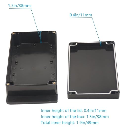 Zulkit Junction Box ABS Plastic Dustproof Waterproof IP65 Universal Electrical Boxes Project Enclosure with Fixed Ear Black 7.87 x 4.72 x 2.2 Inch (200 x 120 x 56 mm)(Pack of 1)