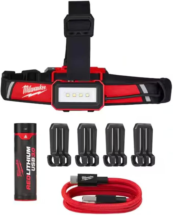 Milwaukee 600 Lumens LED USB Rechargeable Low-Profile Hard Hat Headlamp