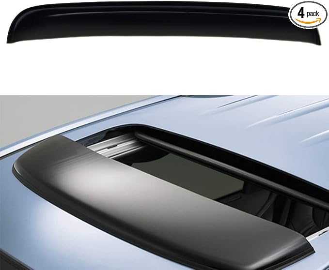 Original 38inch Universal Fit Rain Snow Guard Sun Roof Wind Deflector,1pc Tape-On Dark Smoke Tint Auto Moonroof Window Visor RN98