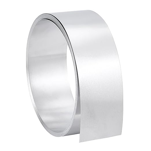 PH PandaHall 196" x 2" Aluminum Flashing, 0.4mm Sheet Flashing Metal Foil Roll Sheet Strip Aluminum Roof Panels Foil Strips Flat Wire for DIY Craft Sealing Door Window Repair Garden