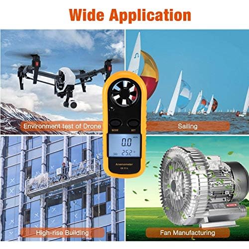 Anemometer Handheld, Lightweight air Velocity Measurement Thermometer, Digital LCD Backlight Anemometer, Suitable for Weather, Windsurfing, Kite, Sailing, Surfing, Fishing