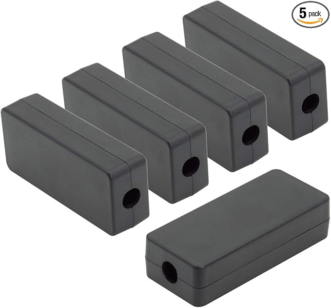 LeMotech 5Pcs ABS Plastic Electrical Project Case Power Junction Box, Project Box Black 2.4 x 1.0 x 0.6 inch (60 x 26 x 16 mm)
