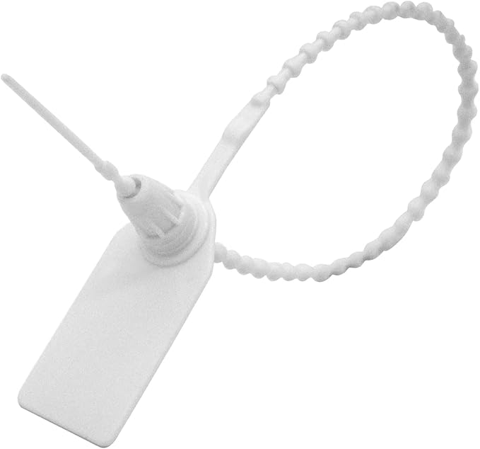 100 Pcs Fire Extinguisher Tags,Security Retail Anti-Theft Self-Locking Shoe Tag,Anti-Tamper Disposable Plastic Seals 250mm Length (White)