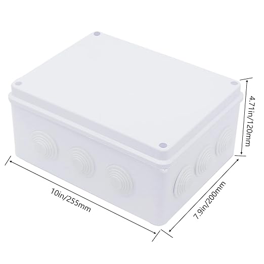 Zulkit Junction Box ABS Plastic Dustproof Waterproof IP65 Universal Electrical Boxes Project Enclosure White 10 x 7.9 x 4.7 inch (255 x 200 x 120mm)