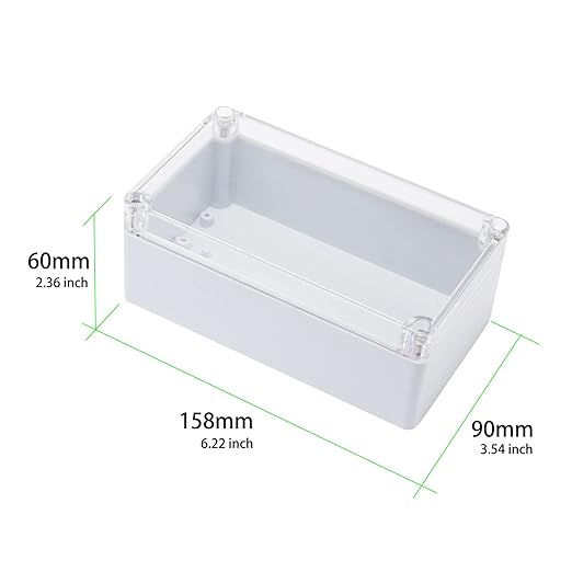 Universal Outdoor Junction Box ABS Plastic Dustproof Waterproof IP65 Universal Electrical Boxes Project Enclosure Grey with Transparent Clear Cover 6.2 x 3.5 x 2.4 inch (158 x 90 x 60mm)