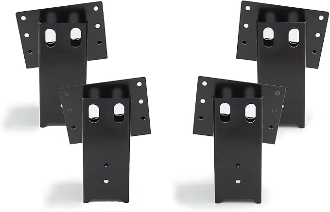 Adler Multi-Use Outdoor 4x4 Compound Angle Platform Brackets for Deer Stand Hunting Blinds Shooting Shack, Tree House, Observation Decks, Set of 4, Black, 16''x 7.5''x 9''