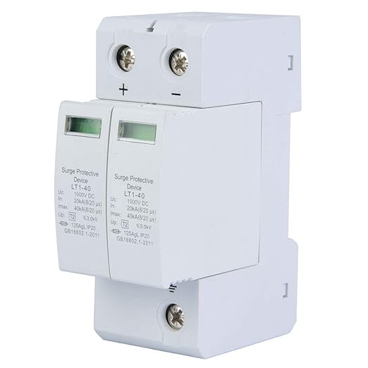 KIMISS Parafoudre SPD Type 2, 2P Protective Device DC Photovoltaic Protector Low Voltage Arrester Solar Combiner Box (2P40KA)
