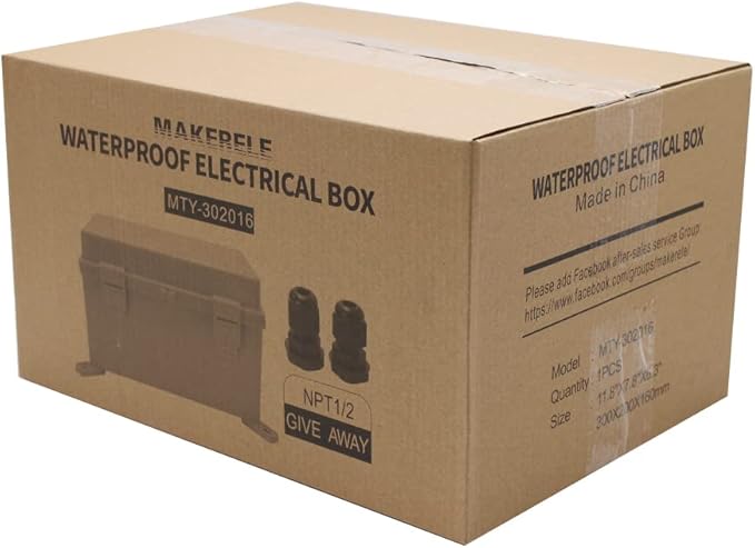MAKERELE Waterproof Junction Box Outdoor Junction Box ABS Plastic Waterproof Universal Electrical Project Box (Grey Cover, 11.8 * 7.8 * 6.3 Plastic latches)