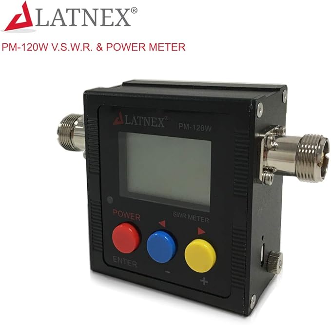 PM-120W Digital VHF UHF 125-525Mhz Power SWR Meter and Frequency Counter - HF RF Meter HAM Two-Way Radio SO239 Connector