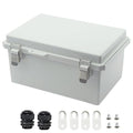 Zulkit Junction Box ABS Plastic Dustproof Waterproof IP67 Electrical Boxes Hinged Shell Outdoor Universal Project Enclosure Grey, Stainless Steel Buckles 11.4 x7.5 x 5.5 Inch