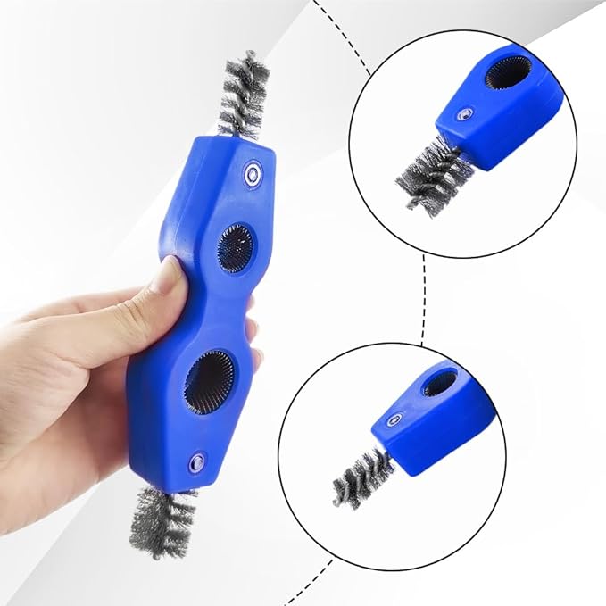 4 in 1 Car Battery Cleaning Brush, Battery Terminal Brush, Anti-Rust Auto Battery Cleaner with Steel Wire, Car Accessories Vehicle Machine Parts Cleaning Tools Fit for Auto Marine (Blue)