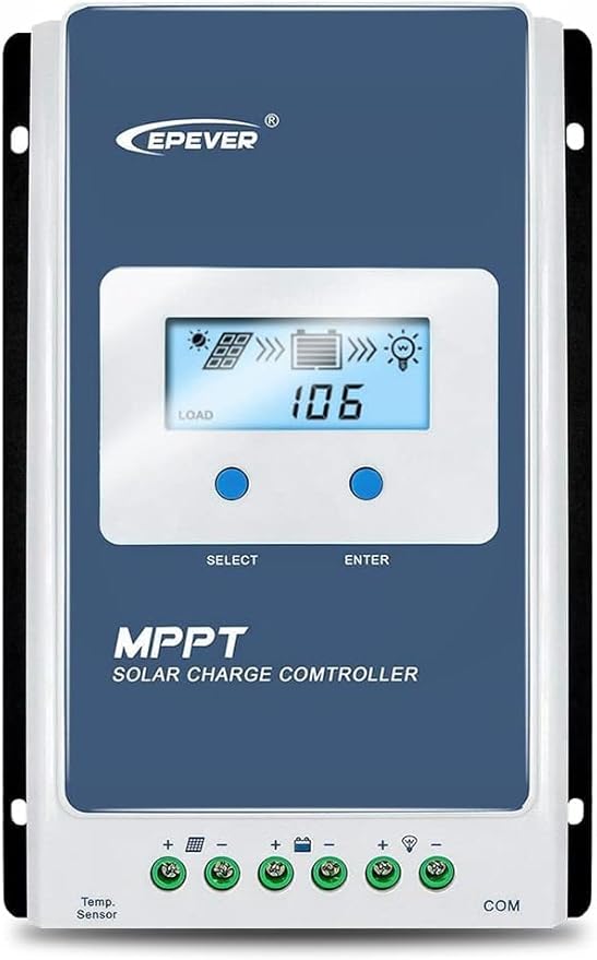 EPEVER 20A Solar Charge Controller MPPT Solar Panel Charge Controller 12V / 24V Auto Working Max PV 100V with LCD Display for Gel Flooded Sealed Lithium Batteries