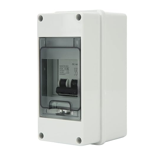 1000V 20A DC Miniature Circuit Breake, 2P PV System DC Mini Circuit Breaker with Box, IP65 Solar PV Disconnect Switch for PV Array, RV Solar