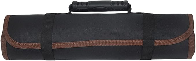 23 Pocket Car Tool Bag Roll Up Organizer - Portable Wrench Organizer & Tools Storage Bag with Zipper Pouch - Roll Up Tool Pouch with Easy-Grab Handle for Men Dad Boyfriend Mechanic (Black)