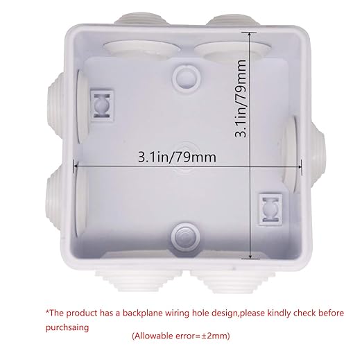 Zulkit Junction Box ABS Plastic Dustproof Waterproof IP55 Universal Electrical Boxes Project Enclosure White 3.4 x 3.4 x 2 inch (85 x 85 x 50mm)
