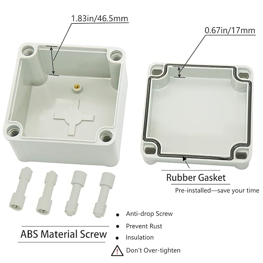 Zulkit Junction Box ABS Plastic Dustproof Waterproof IP67 Junction Boxes Universal Electrical Project Enclosure DIY Electronic Project Box Grey 3.94 x 3.94 x 2.95 inch (100 x 100 x 75 mm)