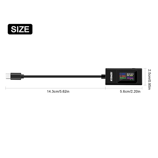 diymore USB C Tester Power Meter,Digital Multimeter, Type C Voltage and Current Tester Meter, Power Bank Capacity,Working Time Ammeter Voltmeter USB Cable Charger Detector LED Display