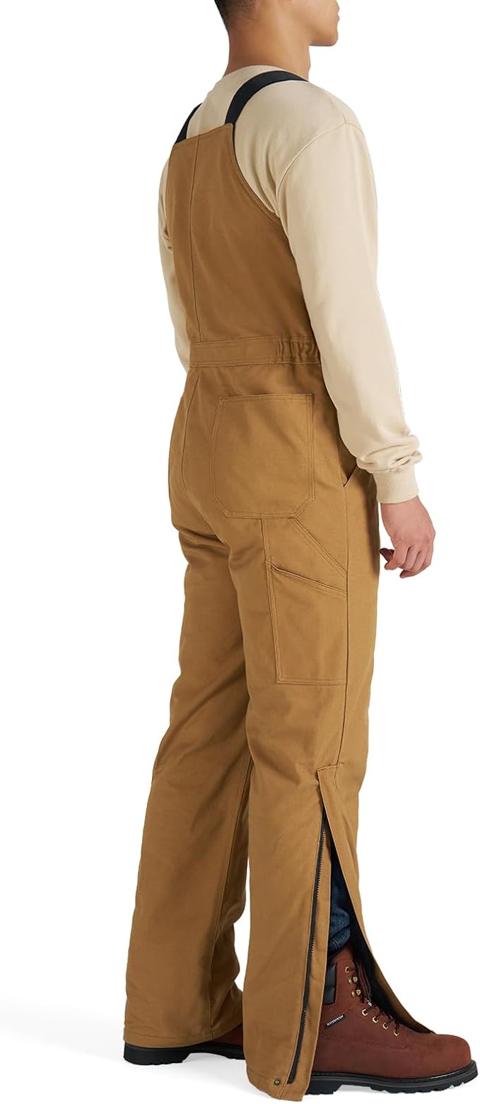 HISEA Men's Insulated Bib Overalls, Winter Water Resistant Duck Canvas Overall, Loose Fit Utility Workwear for Cold Weather