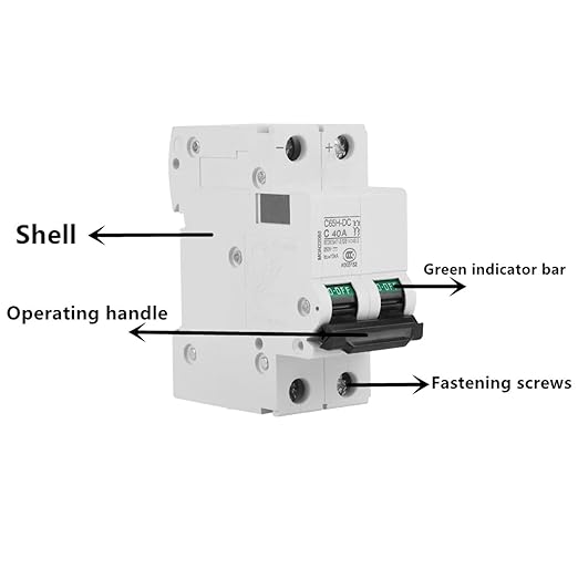 2P C65H-DC 250V DC Miniature Circuit Breaker DIN Rail Photovoltaic Switch for Solar Panels Grid System White(40A)