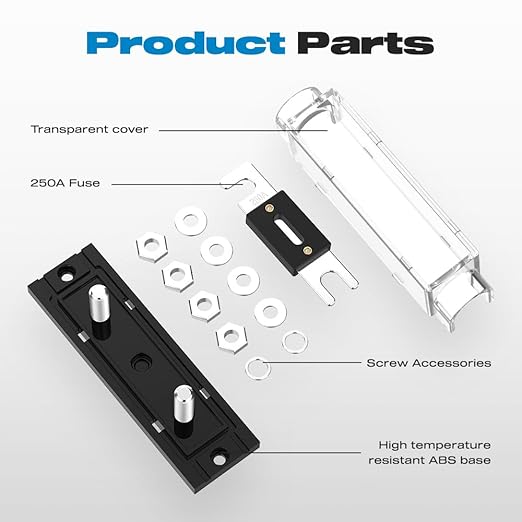 250Amp ANL Fuse Holder with 0/2/4 Gauge AWG Inline Car Audio ANL Fuse Holder widely Used in Cars Trucks Boats 2 Pack