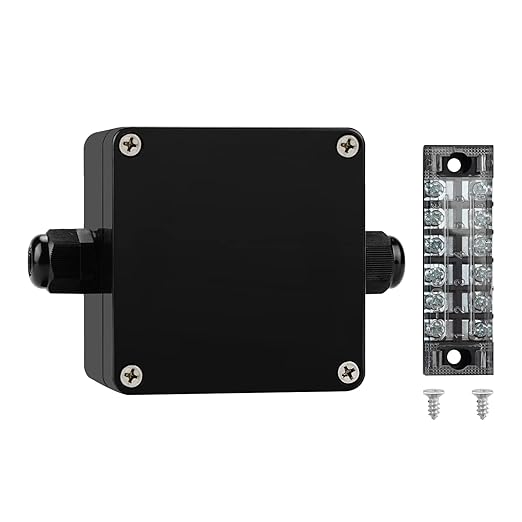 ABS IP67 Waterproof Dustproof Electrical Junction Box, with 15A 600V Barrier Terminal Cable Connector, 1 in/1 Out Power Junction Box（3.26 * 3.18 * 2.2in）