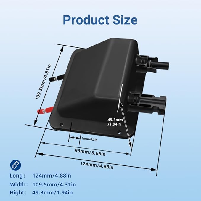 Solar Cable Entry Gland, IP68 Solar Cable Gland Entry Housing Solar Junction Box, UV Resistance for Solar Project on Rv, Boat,Camper,Van (with 0.33ft 10awg Cable, Black)