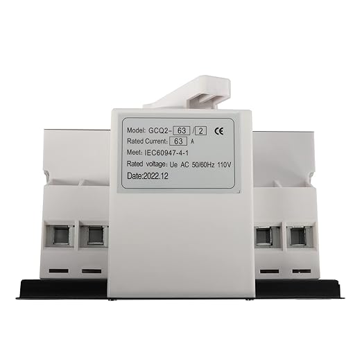 Power Automatic/Manual Transfer Switch, 63A AC110V 2-Way Generator Changeover Switch Hole M6 Installation 5.04 * 4.65in 2P/63A White