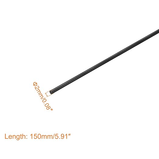 MECCANIXITY Carbon Fiber Rod, 2mm x 150mm for RC Plane DIY Tool Wing Tube Quadcopter Arm, Pack of 4
