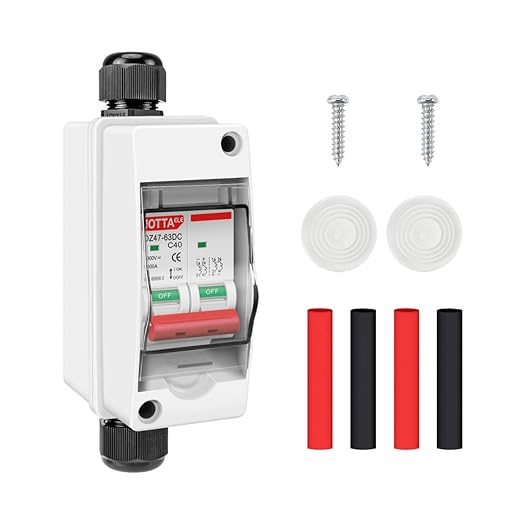 Miniature Circuit Breaker DC1000V 2P 40A,DIN Rail Mount DC MCB Solar Disconnect Switch,with IP65 Waterproof Distribution Protection Breaker Box