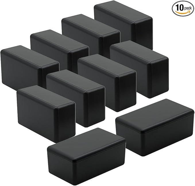 LeMotech Project Box 10 Pieces ABS Plastic Electrical Project Case Small Junction Box for Electronics Black 2.4 x 1.4 x 1 inch (61 x 36 x 25 mm)