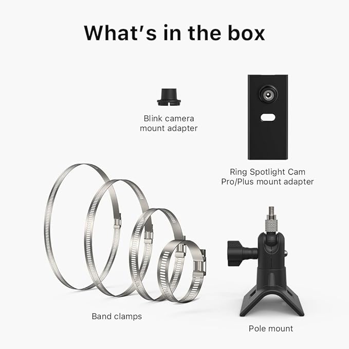 Holicfun No-Drill Outdoor Security Camera Pole Mount, Universally Compatible with Ring, Blink, Eufy, Wyze, Arlo, Google Nest, Simplisafe Cameras, and More - White