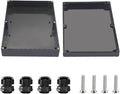 Project Box ABS Black Electrical Boxes IP67 Outdoor Waterproof Box Electronic Junction Box Power Enclosure with Cable Glands for DIY Project 11.4x8.3x2.5 inch (290 x 210 x63 mm)