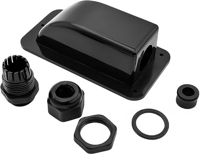 Black Waterproof Solar Cable Entry Gland, Single Cable Entry Gland for All Cable Types 6mm² to 12mm² for Solar Panels on RV Camper Van Travel Trailer Boat Cabin (Pack of 2)