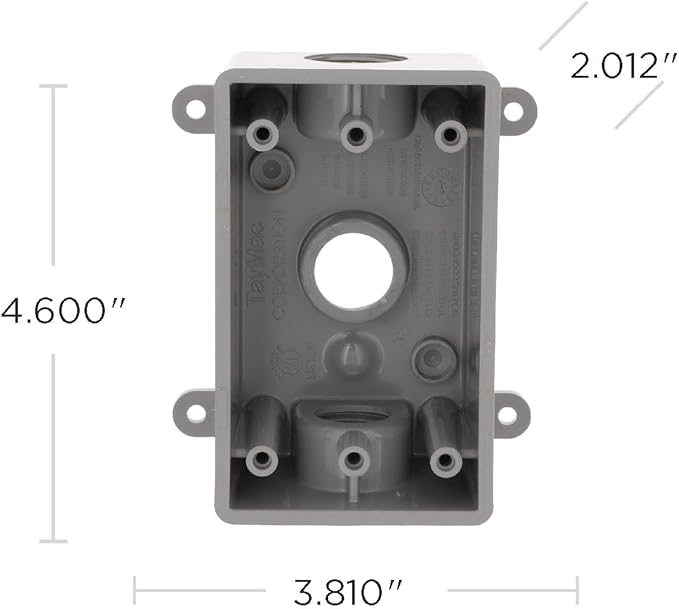 BELL PSB37550GY Single-Gang Weatherproof Three 1/2 in. or 3/4 in. Threaded Outlets, 2 in, Gray