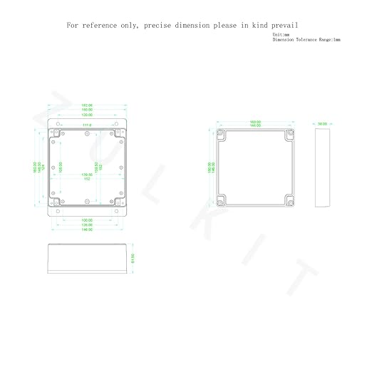 Junction Box, Zulkit Project Box Waterproof Dustproof IP65 ABS Universal Electrical Boxes Enclosure with Fixed Ear Black 6.30 x 6.30 x 3.54 inch (160 x 160 x 90 mm)(Pack of 1)