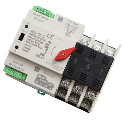 Mini ATS Automatic Transfer Switch Dual Power Changeover Switch 100A 220V Generator Electrical Selector Switches DIN Rail Mount NLQ4-2P/3P/4P Circuit Breaker Toggle Controller