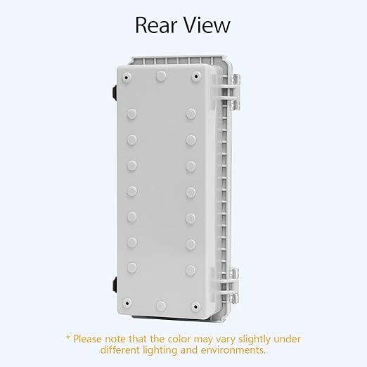 LeMotech Electrical Box, IP67 Waterproof Hinged Clear Cover Stainless Steel Latch Junction Box, ABS Plastic Electrical Enclosure with Mounting Plate,Wall Brackets, Cable Glands,10.2"x4.3"x2.9",Grey