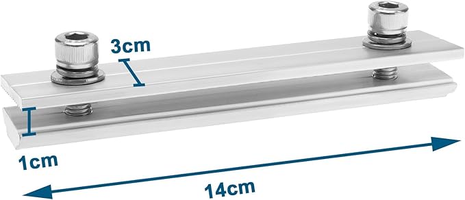 ECSiNG 4Pcs Solar Panel Rail Profile Connector Aluminium Mounting Rail Connectors Solar Panel Mounting Kit Solar Panel Accessories 14x3cm