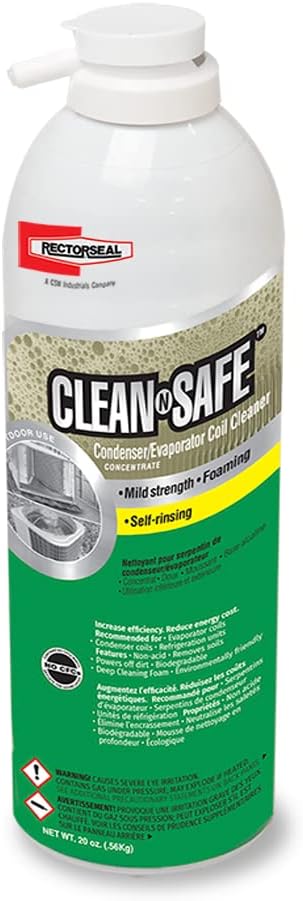 Rectorseal Clean-N-Safe 83780 Coil Cleaner, Non- Acid Deep Cleaning Foam, Easy Application for HVAC Cleaning and Corrosion Protection, Aerosol Spray, HVAC, 20 oz.