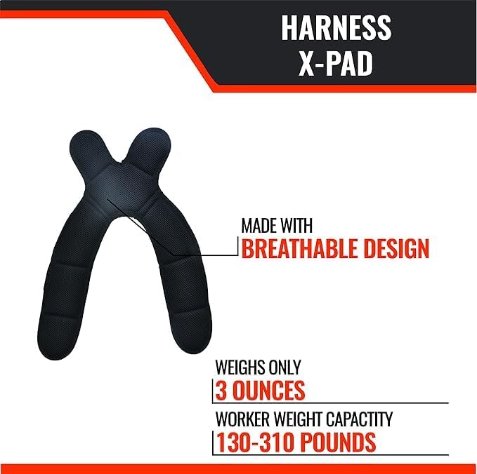 Malta Dynamics Harness X-Pad, Padded Back Support for Safety Harnesses and Fall Protection