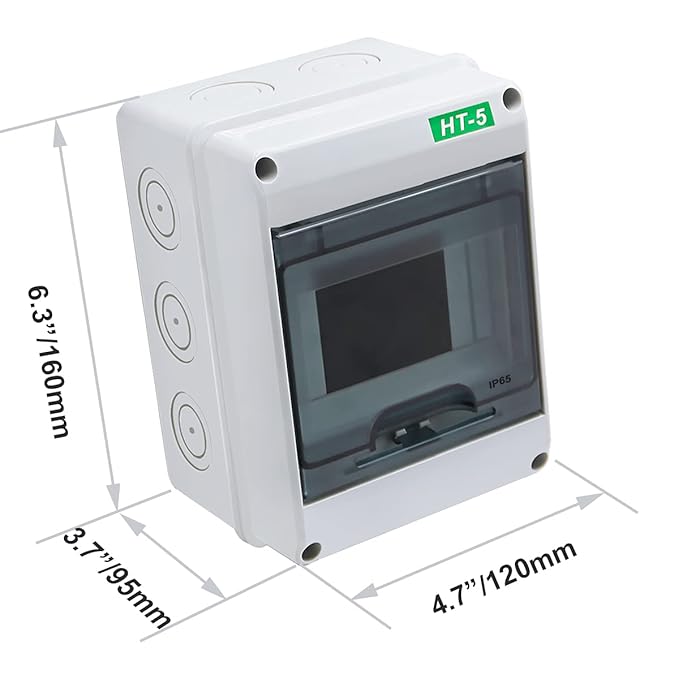 smseace Distribution Protection Box, ABS Plastic Transparent Cover Waterproof Distribution Box IP65, for Indoor Wall Circuit Breaker (5 Way)