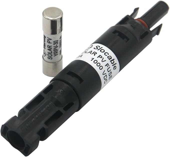 ZOOKOTO 10A Solar Panel PV In-Line Fuse Holder w/ Fuse Photovoltaic Connectors 1000V Waterproof with 10x38mm fuse 10 Amp