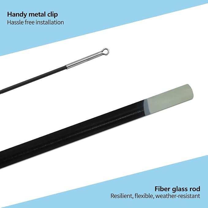Anley 10Ft Telescopic Flagpole - Retractable Fiberglass Outdoor Telescoping Flag Pole - Reinforced Twist-to-Tighten Section & Clip Hook Top - Lightweight Durable Pole (Black)