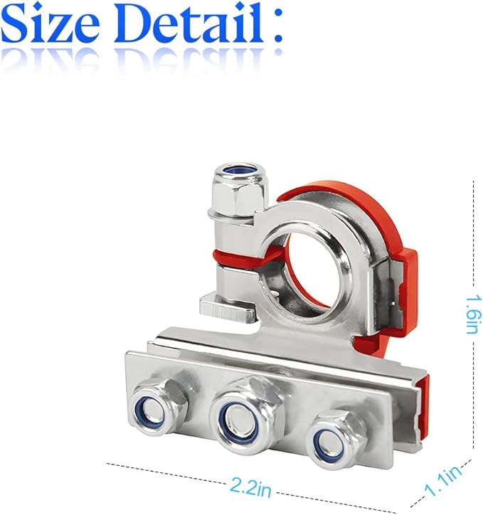 zipelo Battery Terminal Connector, Top Post Battery Cable Terminal Clamp Set, Positive and Negative 1 Pair, Good Contact and Corrosion Resistance (Style 2, 2PCS)