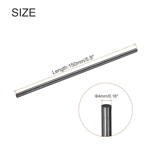 MECCANIXITY Carbon Fiber Rod, 4mm x 150mm Carbon Rod Bar for RC Airplane DIY Craft Kite Wing Tube Quadcopter Arm Repair Pack of 6