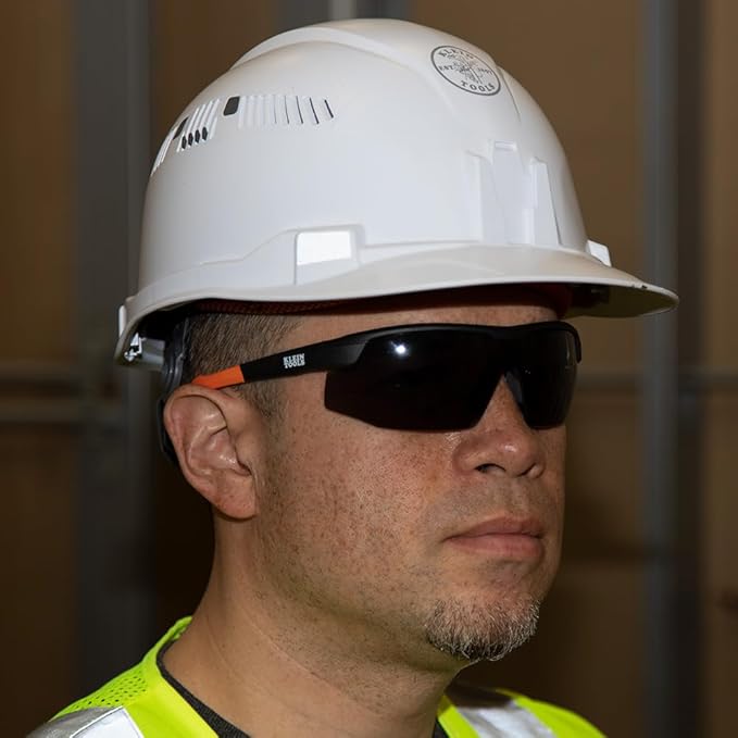 KLEIN TOOLS 60160 Safety Glasses, PPE Protective Eyewear with Semi Frame, Scratch Resistant and Anti-Fog, Gray Lens