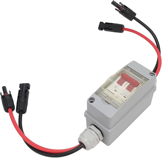 Solar Panel Disconnect Switch, 500V 32A DC Circuit Breaker IP65 Distribution Box Solar Isolator Switch (With Cable and PV Connector)